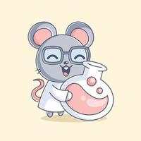 Cute mouse scientist cartoon design vector