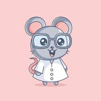 Mouse scientist wearing glasses cartoon vector