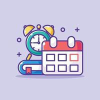 Cute time to study with clock and calendar vector