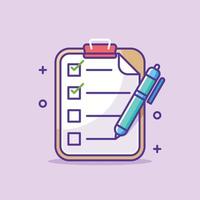 Cute checklist with pen cartoon vector