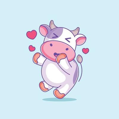 Cute cow in love cartoon 8243808 Vector Art at Vecteezy