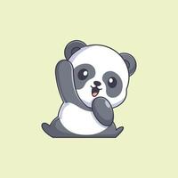 Cute panda waving hand cartoon vector