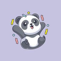 lindo panda celebrando la fiesta de dibujos animados vector