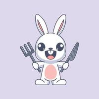 Cute bunny getting ready to eat vector