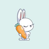 Cute bunny brings her favorite carrot vector