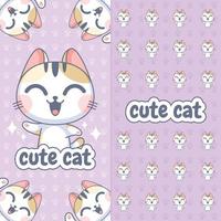 Cute cat waving his hand while laughing vector