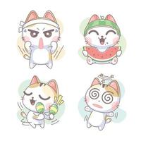 Kitten character with various emotions cartoon vector