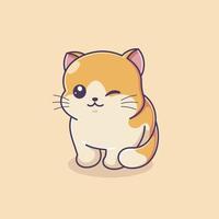 Cute smiling kitten sitting relaxed vector