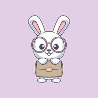 Cute bunny with briefcase and glasses vector