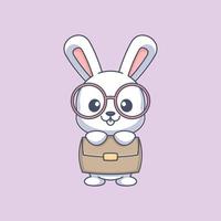 Cute bunny with briefcase and glasses vector