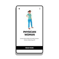 médico, mujer, con, estetoscopio, en, uniforme, vector