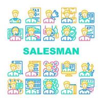 Salesman Business Occupation Icons Set Vector