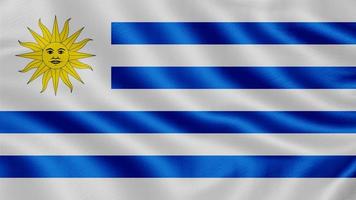Flag of Uruguay. Realistic Waving Flag 3d Render Illustration with Highly Detailed Fabric Texture. photo