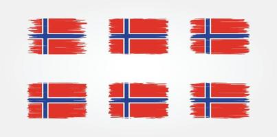 colección de pinceles de bandera de noruega. bandera nacional vector