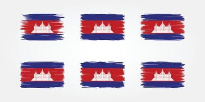 colección de pinceles de bandera de camboya. bandera nacional vector