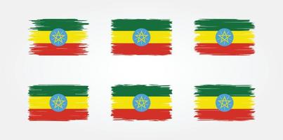 colección de pinceles de bandera de etiopía. bandera nacional vector