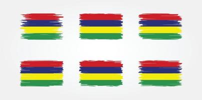 colección de pinceles de bandera de mauricio. bandera nacional vector