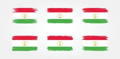 colección de pinceles de bandera de tayikistán. bandera nacional vector