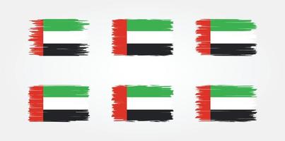 colección de pinceles de bandera de los emiratos árabes unidos. bandera nacional vector