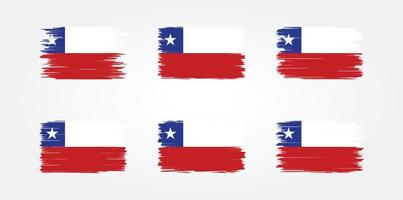 colección de pinceles de bandera de chile. bandera nacional vector