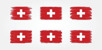 colección de pinceles de bandera suiza. bandera nacional vector