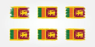 colección de pinceles de bandera de sri lanka. bandera nacional vector