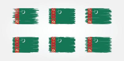 colección de pinceles de bandera de turkmenistán. bandera nacional vector