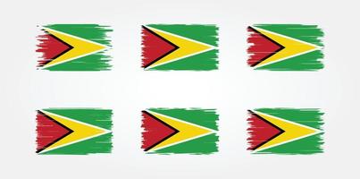 colección de pinceles de bandera de guayana. bandera nacional vector