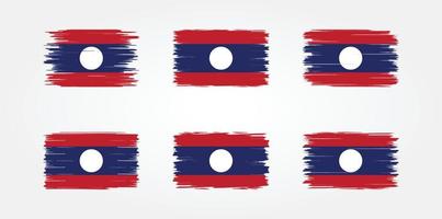 colección de pinceles de bandera de laos. bandera nacional vector