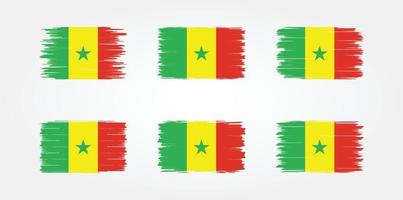 colección de pinceles de bandera de senegal. bandera nacional vector