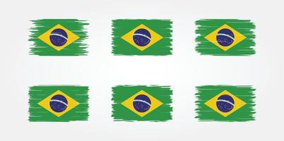 colección de pinceles de bandera de brasil. bandera nacional vector