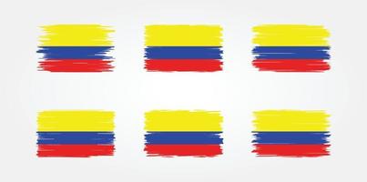 colección de pinceles de bandera de colombia. bandera nacional vector