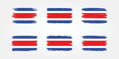 colección de pinceles de bandera de costa rica. bandera nacional vector