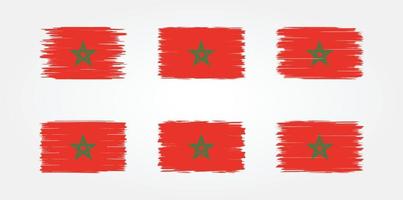 colección de pinceles de bandera de marruecos. bandera nacional vector