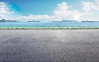Wide open spaces and suburban skyline on a sunny day in Shanghai panoramic view photo