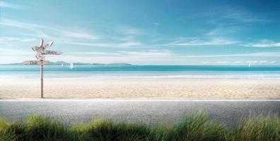 beautiful beach road intentionally blurs the grass in front photo