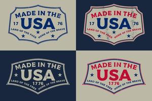 Made In USA Retro Vintage Grunge Textured Horizontal Badge Emblem vector