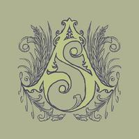 Vintage Hand Drawn AS Monogram Logo Emblem Filigree Acanthus Victorian vector