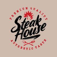 Barbecue Steak House Pub Grill Retro Vintage Hand Drawn Badge Emblem Logo Template 1 vector