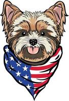 Yorkshire Terrier Dog Head Wearing Neck Bandana vector