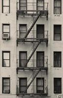 New York City apartment stairway black and white photo