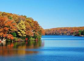 Autumn Mountain with lake photo