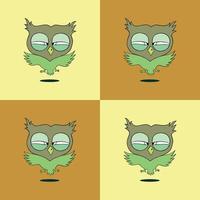 Colorful Cute Little Owl Cartoon Animal Vector Drawing
