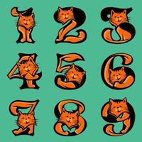 Set of illustration of numeric Kitten Cat vector