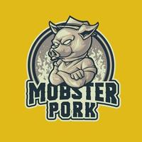 logotipo de mascota de cerdo mafioso para esport vector