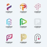 Creative Minimal Letter P logo design 2. Premium business logotype. vector