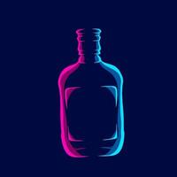 Liquid whiskey alcohol logo line pop art portrait colorful design with dark background. Abstract vector illustration.