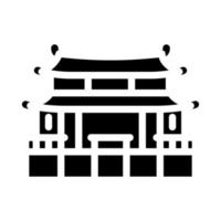 ilustración de vector de icono de glifo de templo chino tradicional