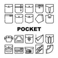 Patch Pocket Clothes Collection Icons Set Vector