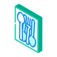 kitchenware spoon and fork isometric icon vector illustration